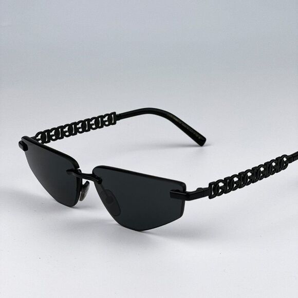 NEW D&G DG2301 01/87 Essentials Black Grey Rimless Rectangle Women Sunglasses